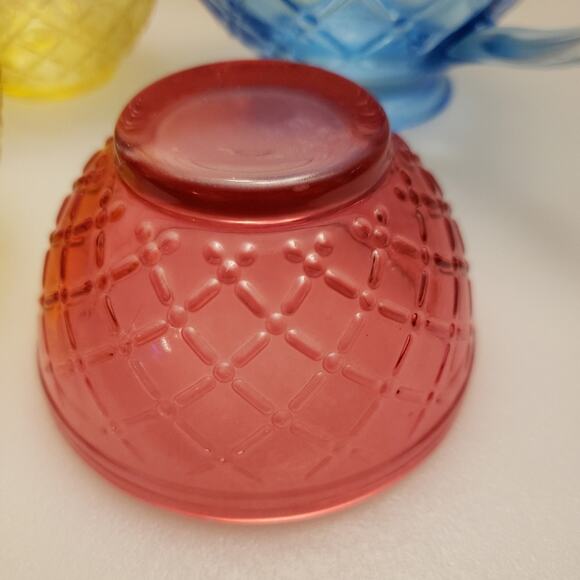 Lot of 4 decorative glass cups 12 oz and 4 small bowls 3 oz multi colored - Picture 7 of 11